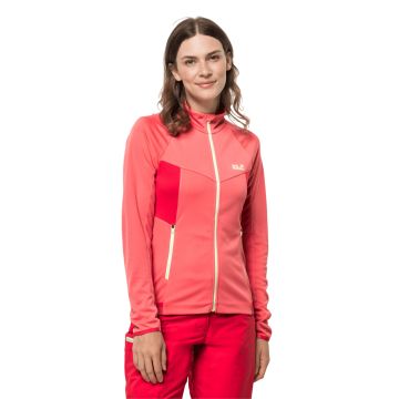 Damska bluza rowerowa Jack Wolfskin TOURER MIDLAYER JKT W desert rose