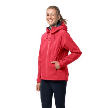 Damska kurtka przeciwdeszczowa Jack Wolfskin HIGHEST PEAK JACKET W tulip red