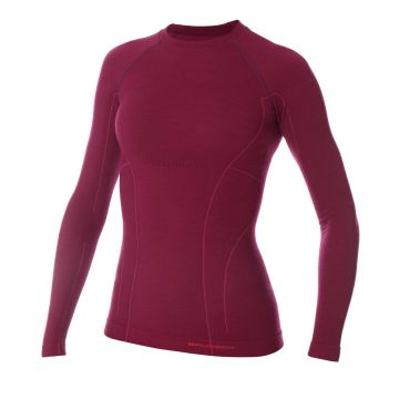 Damska koszulka termoaktywna Brubeck Active Wool LS12810 plum
