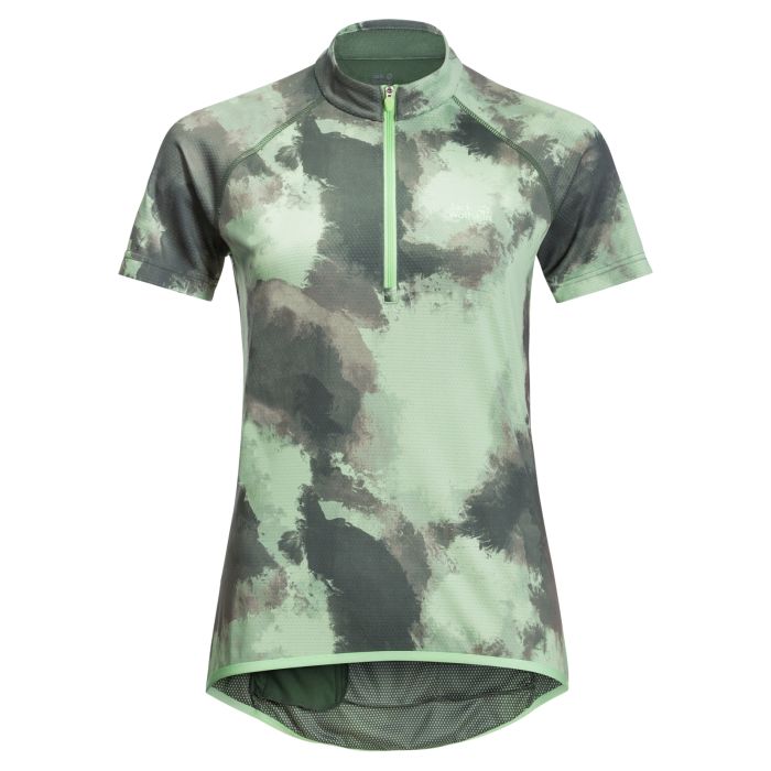 Damska koszulka rowerowa Jack Wolfskin TOURER HALFZIP PRINT T W hedge green allover || 'Damska\u0020koszulka\u0020rowerowa\u0020Jack\u0020Wolfskin\u0020TOURER\u0020HALFZIP\u0020PRINT\u0020T\u0020W\u0020hedge\u0020green\u0020allover'