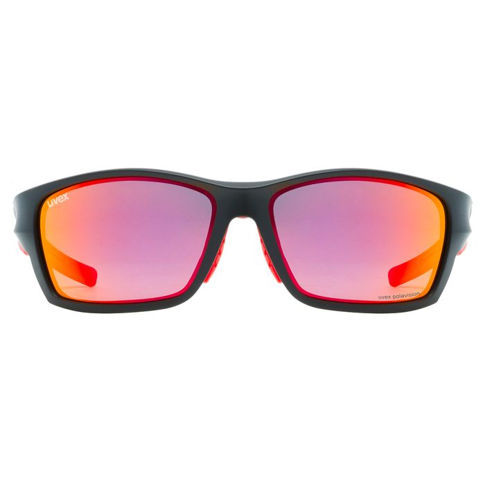 Okulary sportowe ze szkłami polaryzacyjnymi Uvex SPORTSTYLE 232 P black mat/red || 'Okulary\u0020sportowe\u0020ze\u0020szk\u0142ami\u0020polaryzacyjnymi\u0020Uvex\u0020SPORTSTYLE\u0020232\u0020P\u0020black\u0020mat\u002Fred'