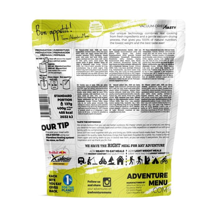Żywność liofilizowana ADVENTURE MENU Chilli con Carne 157g || '\u017Bywno\u015B\u0107\u0020liofilizowana\u0020ADVENTURE\u0020MENU\u0020Chilli\u0020con\u0020Carne\u0020157g'