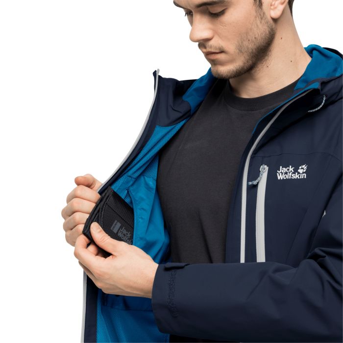 Męska kurtka przeciwdeszczowa Jack Wolfskin EAGLE PEAK JACKET M blue pacific || 'M\u0119ska\u0020kurtka\u0020przeciwdeszczowa\u0020Jack\u0020Wolfskin\u0020EAGLE\u0020PEAK\u0020JACKET\u0020M\u0020blue\u0020pacific'