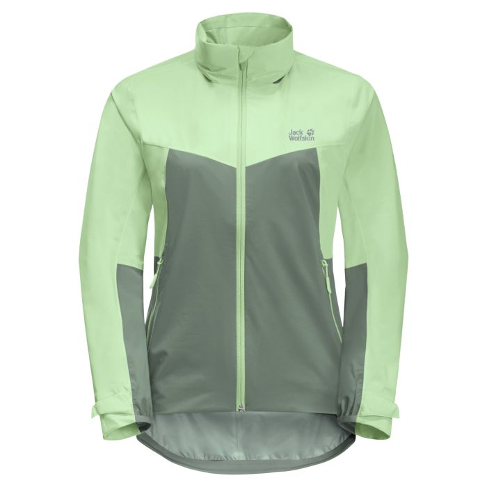 Damska rowerowa kurtka przeciwdeszczowa Jack Wolfskin TOURER 2.5L JKT W hedge green || 'Damska\u0020rowerowa\u0020kurtka\u0020przeciwdeszczowa\u0020Jack\u0020Wolfskin\u0020TOURER\u00202.5L\u0020JKT\u0020W\u0020hedge\u0020green'