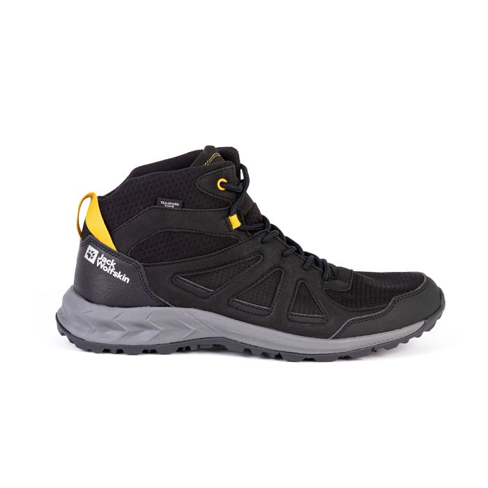 Buty męskie turystyczne Jack Wolfskin WOODLAND 2 TEXAPORE MID M black/burly yellow XT || 'Buty\u0020m\u0119skie\u0020turystyczne\u0020Jack\u0020Wolfskin\u0020WOODLAND\u00202\u0020TEXAPORE\u0020MID\u0020M\u0020black\u002Fburly\u0020yellow\u0020XT'