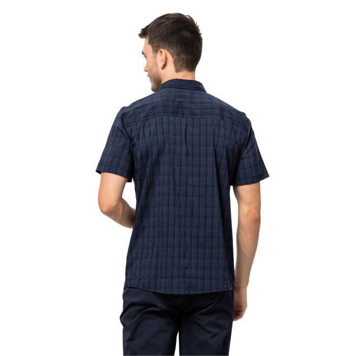 Koszula męska Jack Wolfskin RAYS STRETCH VENT SHIRT MEN night blue checks || 'Koszula\u0020m\u0119ska\u0020Jack\u0020Wolfskin\u0020RAYS\u0020STRETCH\u0020VENT\u0020SHIRT\u0020MEN\u0020night\u0020blue\u0020checks'